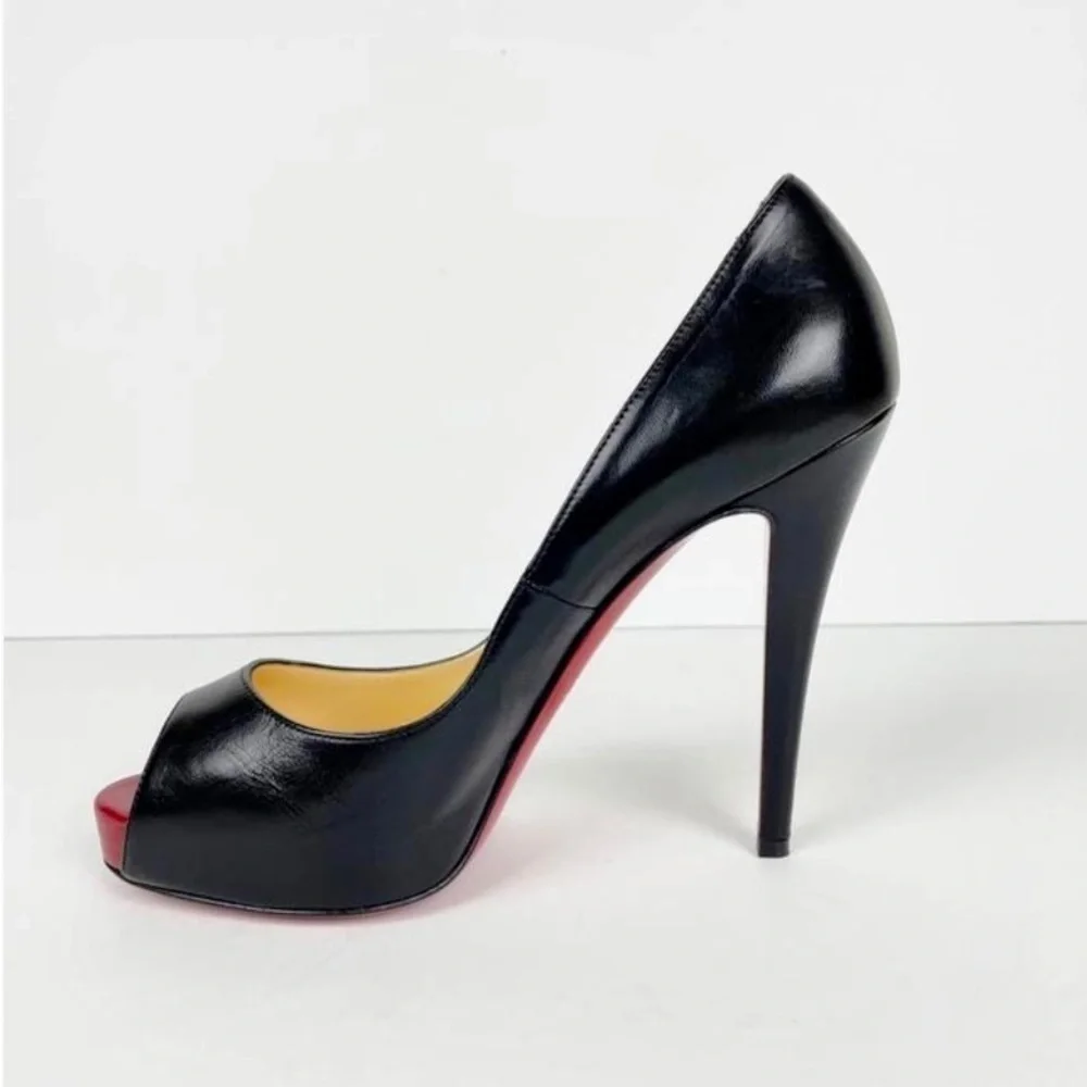 Christian Louboutin Very Prive 120mm Platform heel EU38 Black Kid leather.